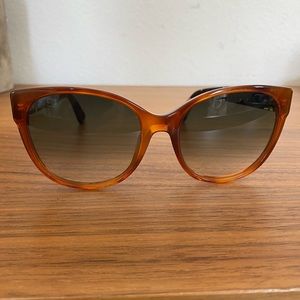 Gucci Rust and Tortoise Cat Eye Sunglasses with Bee